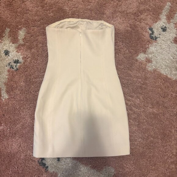 Meshki Maci Crepe Mini Dress Light Beige Fully Lined Womens Size Small - Picture 6 of 9